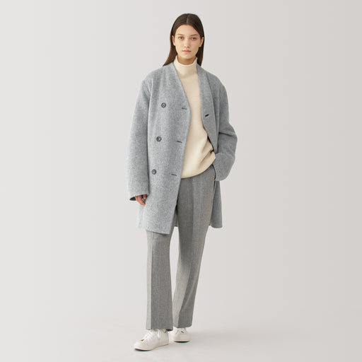 Labo Women's Cashmere Mix Collarless Coat MUJI