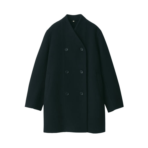 Labo Women's Cashmere Mix Collarless Coat Black MUJI