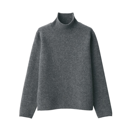 Labo Women's Yak Wool Blend Turtleneck Sweater Charcoal Gray MUJI