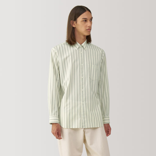 Labo Men's Poplin Regular Collar Striped Shirt MUJI