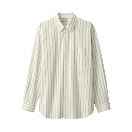 Labo Men's Poplin Regular Collar Striped Shirt Off White Stripe MUJI