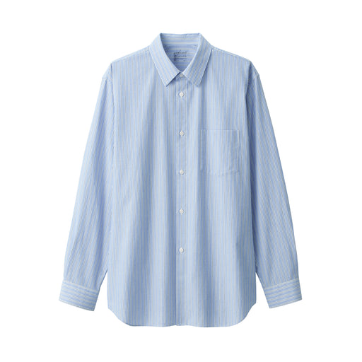 Labo Men's Poplin Regular Collar Striped Shirt Light Blue Stripe MUJI