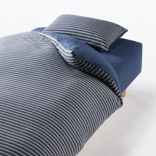 #wk 51 - Cotton Jersey Fitted Sheet 24AW Heather Navy MUJI