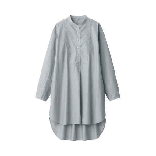 Labo Women's Silk Blend Striped Tunic Light Gray Stripe MUJI