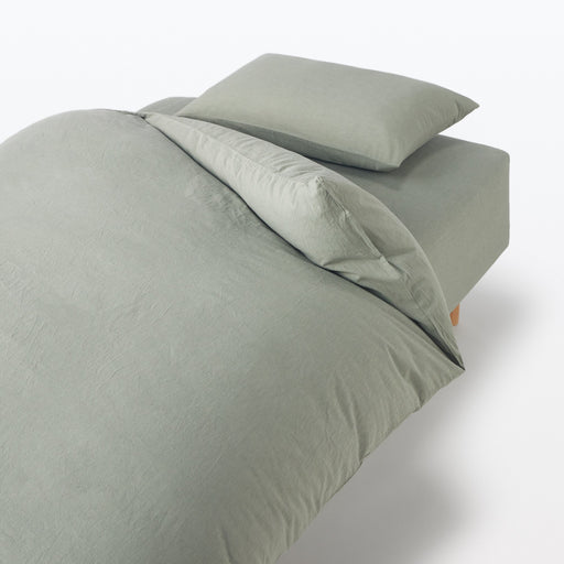 Washed Cotton Pillowcase Green MUJI