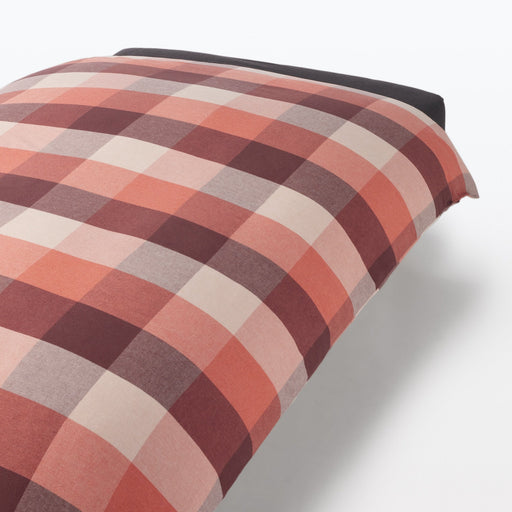 Cotton Flannel Patterned Duvet Cover Dark Orange Check MUJI