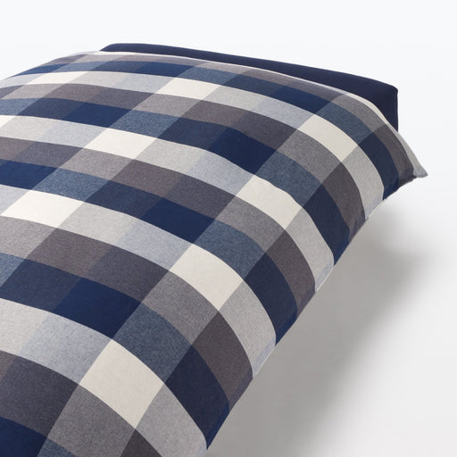 Cotton Flannel Patterned Duvet Cover Navy Check MUJI