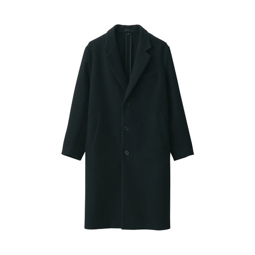 Men's Reclaimed Wool Blend Chester Coat Black MUJI