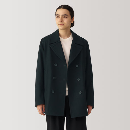 Men's Reclaimed Wool Blend Pea Coat MUJI