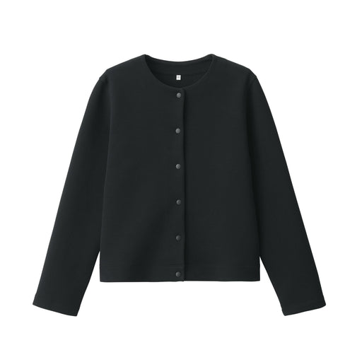 Women's Double Knitted Sweatshirt Cardigan Black MUJI