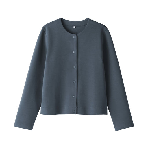 Women's Double Knitted Sweatshirt Cardigan Smoky Blue MUJI