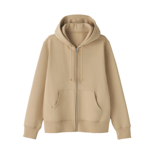 Women's Sweatshirt Full Zip Hoodie Beige MUJI