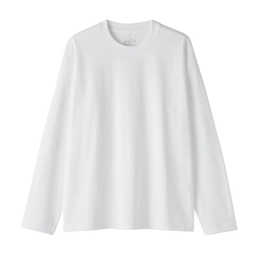 Women's 2-Ply Jersey Crew Neck Long Sleeve T-Shirt White MUJI