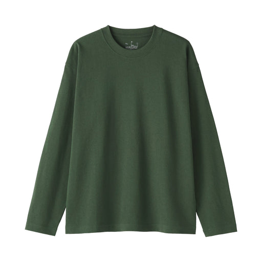 Women's 2-Ply Jersey Crew Neck Long Sleeve T-Shirt Green MUJI