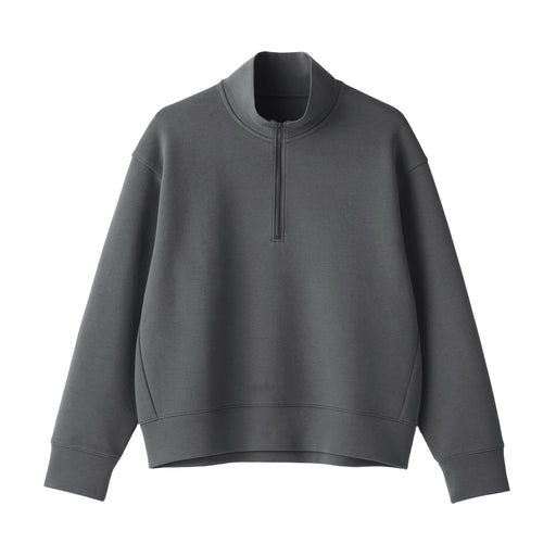 Women's Double Knitted Half Zip Sweatshirt Charcoal Gray MUJI