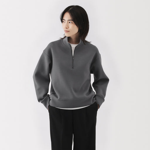 Women's Double Knitted Half Zip Sweatshirt MUJI