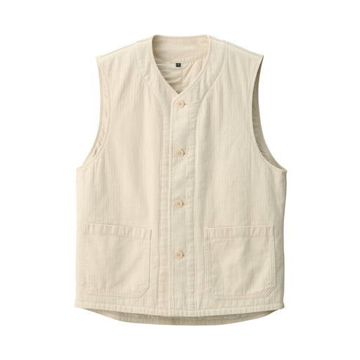 #WK52 Men's Kapok Blend Herringbone Padded Vest AD0X425S Natural MUJI