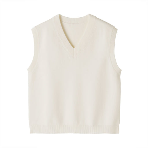 Women's Washable V-Neck Vest Off White MUJI