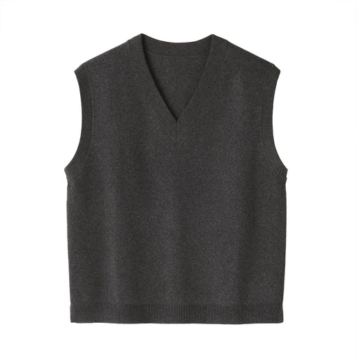 Women's Washable V-Neck Vest Dark Gray MUJI