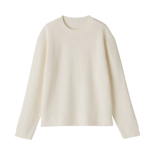 Women's Washable Waffle Knit Crew Neck Sweater Off White MUJI