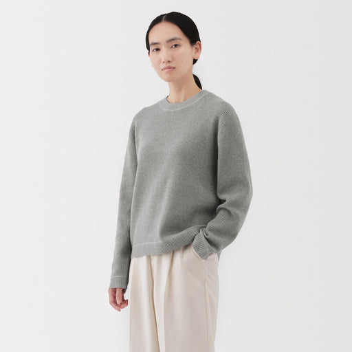 Women's Washable Waffle Knit Crew Neck Sweater MUJI