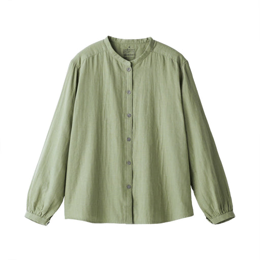 Women's Kapok Blend Double Gauze Long Sleeve Blouse Smoky Green MUJI