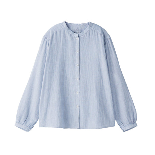 Women's Kapok Blend Double Gauze Long Sleeve Striped Blouse Light Blue Stripe MUJI