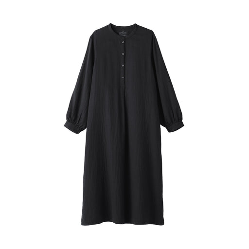 Women's Kapok Blend Double Gauze Long Sleeve Dress Black MUJI