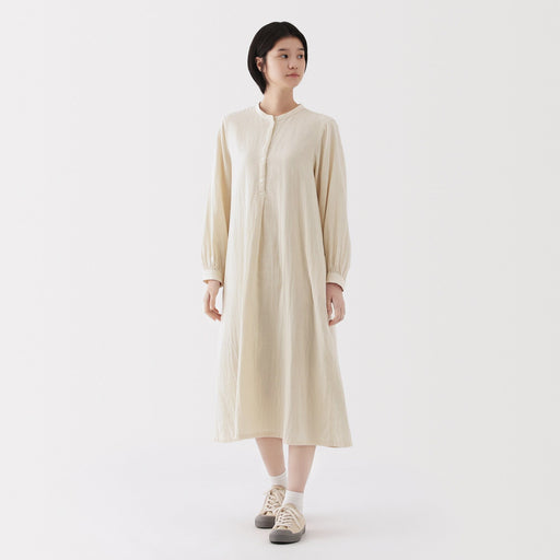 Women's Kapok Blend Double Gauze Long Sleeve Dress MUJI