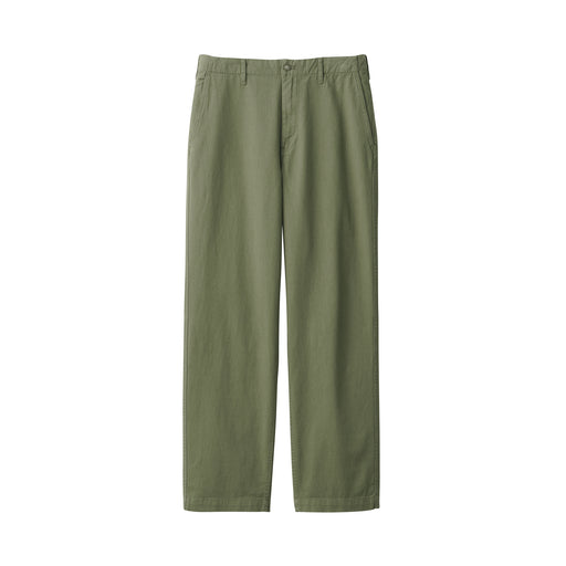 Men's Washed Chino Wide Pants Khaki Green MUJI