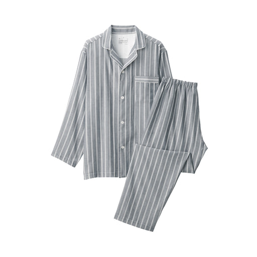 Men's Side Seamless Double Gauze Pajamas Medium Gray Stripe MUJI