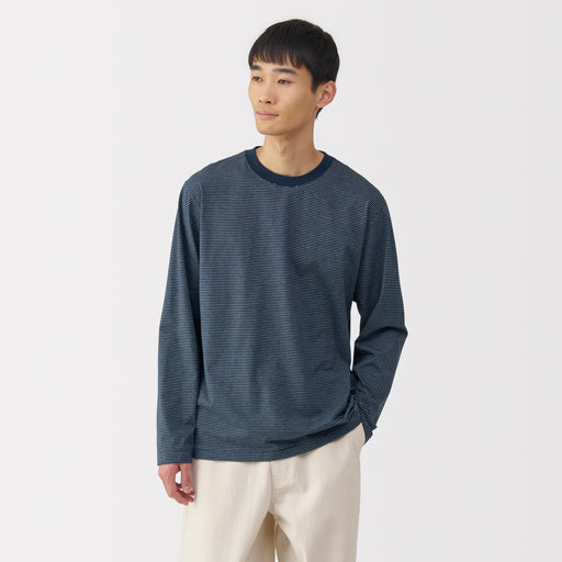 #25SS +CAN - Men's Jersey Crew Neck Long Sleeve Striped T-Shirt AB1ML25S MUJI