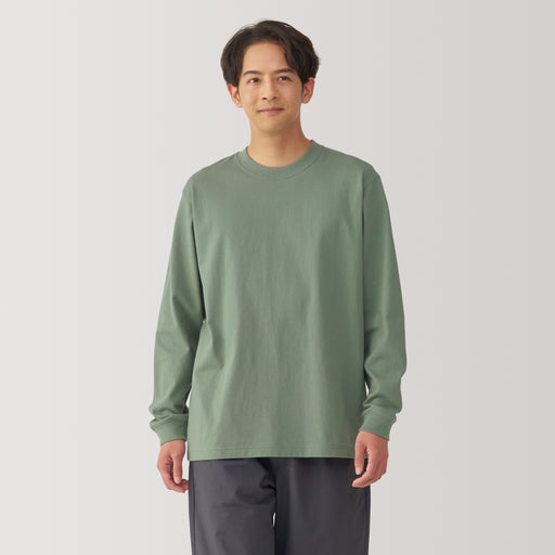 Men's Washed Heavy Weight Crew Neck Long Sleeve T-Shirt MUJI