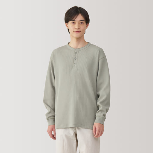 Men's UV Protection Waffle Henley Long-Sleeve T-Shirt MUJI