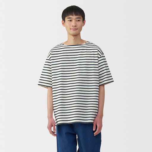 Men's Washed Heavyweight Boat Neck Half Sleeve T-Shirt MUJI