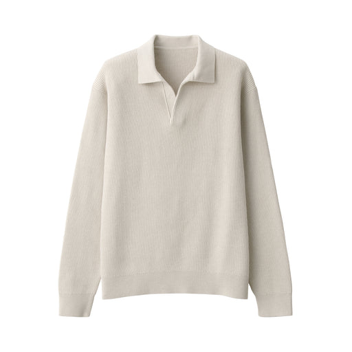 #25SS +CAN Men's Ribbed Skipper Pullover AA0SK25S Ivory MUJI