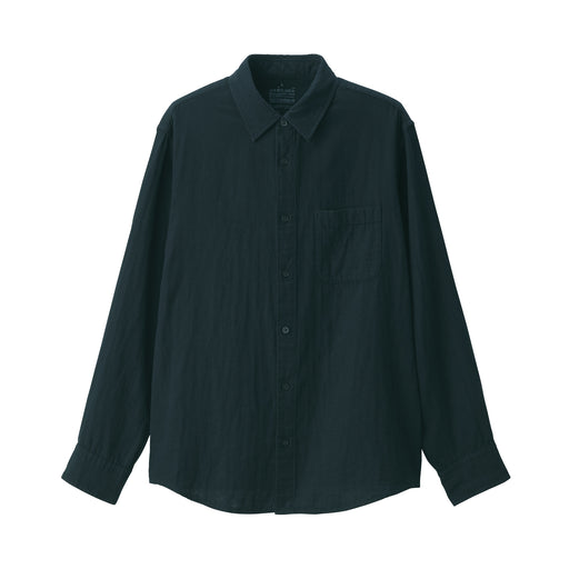 Men's Kapok Blend Double Gauze Long Sleeve Shirt Black MUJI