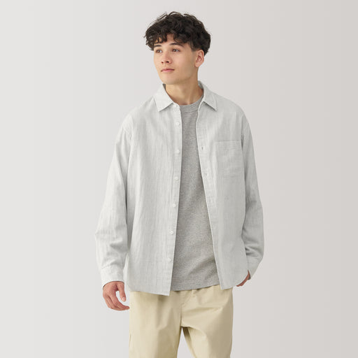 Men's Kapok Blend Double Gauze Long Sleeve Striped Shirt MUJI