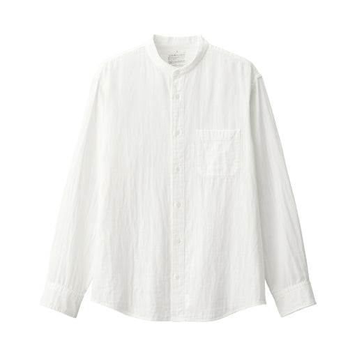 Men's Kapok Blend Double Gauze Stand Collar Long Sleeve Shirt White MUJI