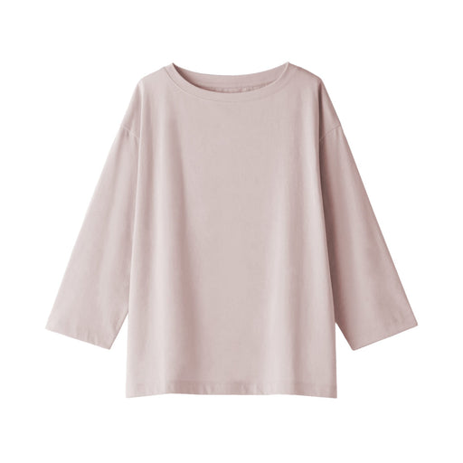 Women's Jersey Boat Neck 3/4 Sleeve T-Shirt Smoky Pink MUJI