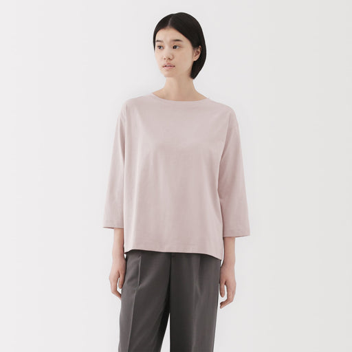 Women's Jersey Boat Neck 3/4 Sleeve T-Shirt MUJI