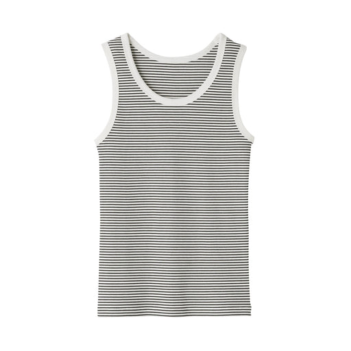 Women's Stretch Ribbed Striped Tank Top White Stripe MUJI