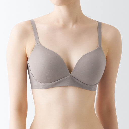 Women's Wireless Molded Bra with No Hooks Mocha Brown MUJI