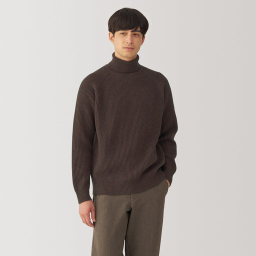 Men's Yak Wool Ribbed Turtleneck Sweater MUJI