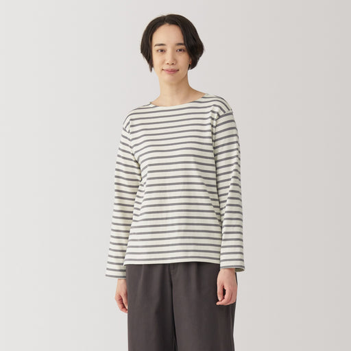 Women's Heavy Weight Boat Neck Long Sleeve T-Shirt MUJI USA