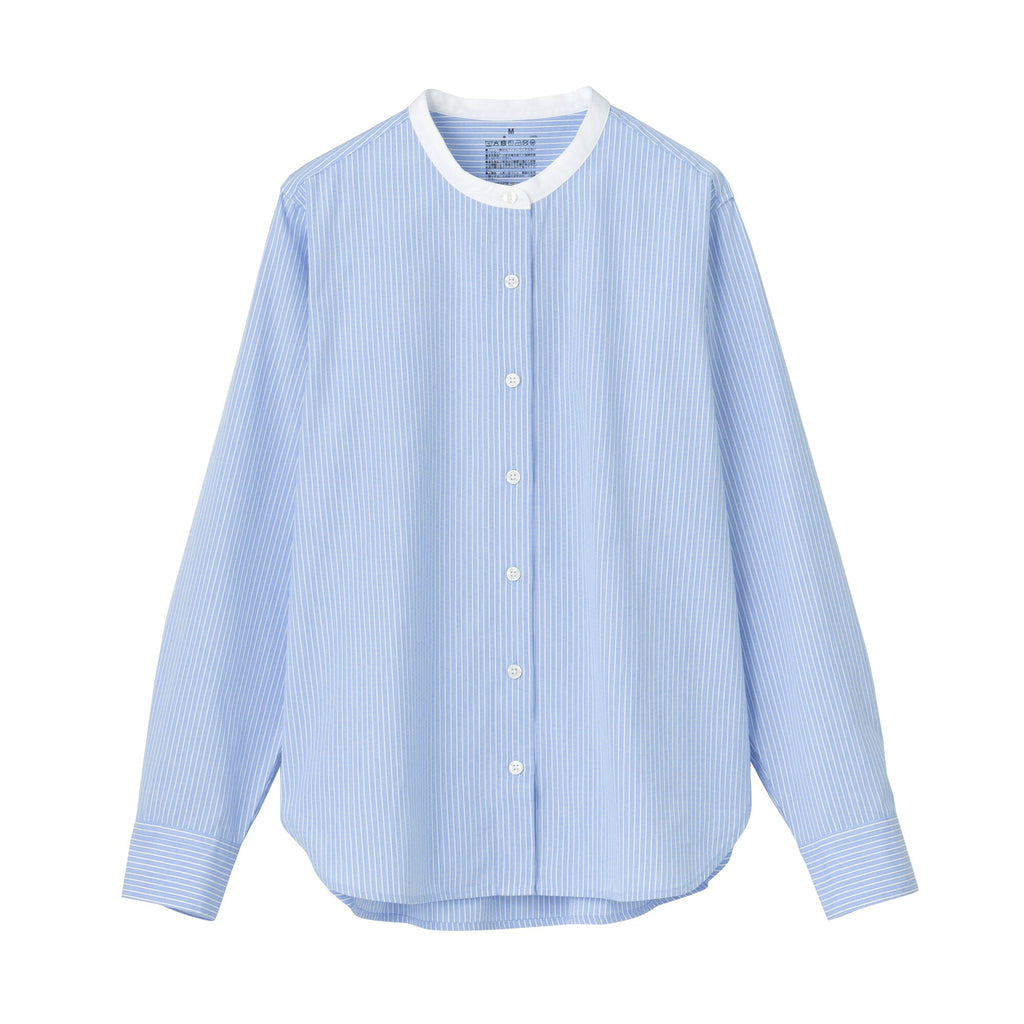 Women's Washed Broad Organic Cotton Stand Collar Shirt | MUJI USA