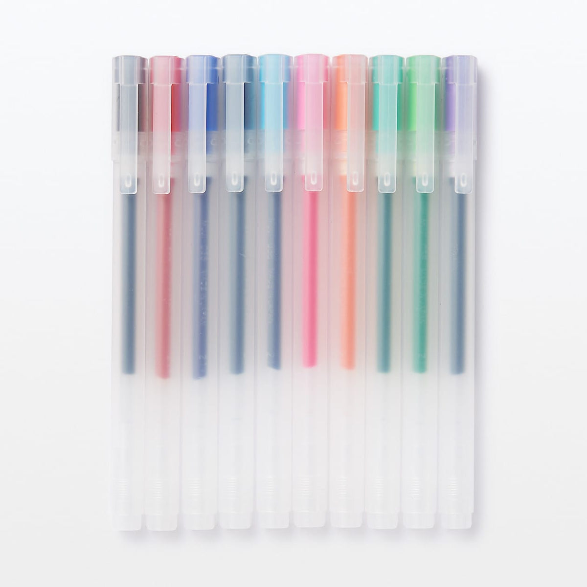 Set of 10 Color Pens MUJI Gel Ink Ball Point Pen 0.5 Knock Type Made In  Japan