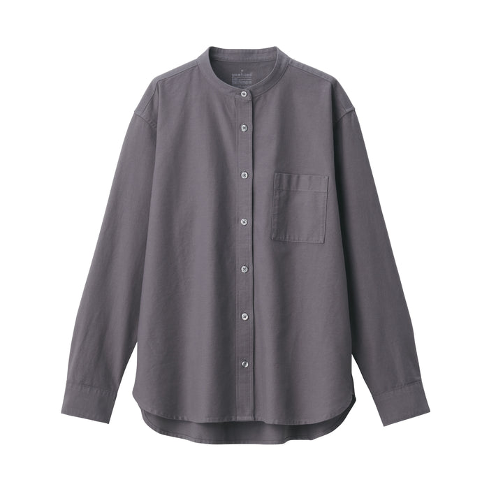 Women's Washed Oxford Stand Collar Shirt | MUJI USA