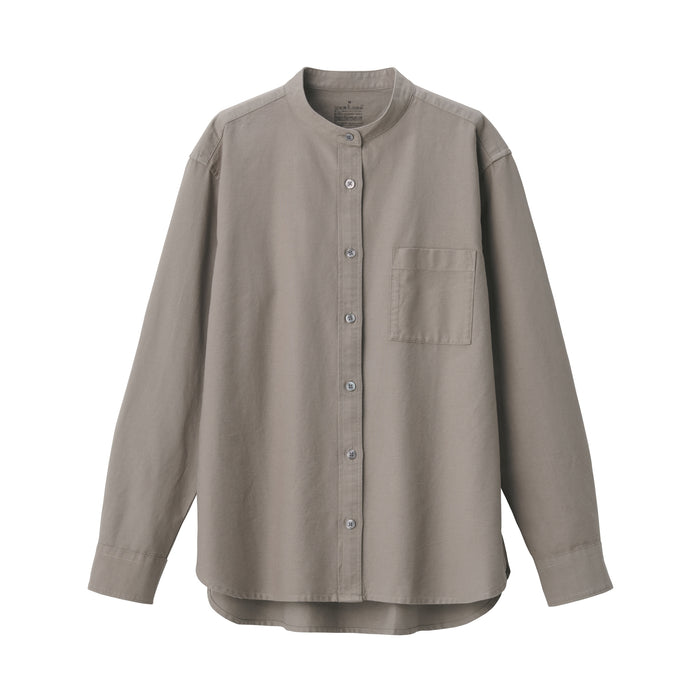 Women's Washed Oxford Stand Collar Shirt | MUJI USA