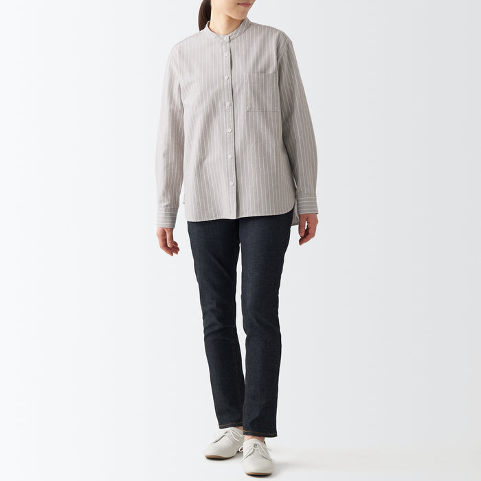 Women's Washed Oxford Stand Collar Shirt | MUJI USA